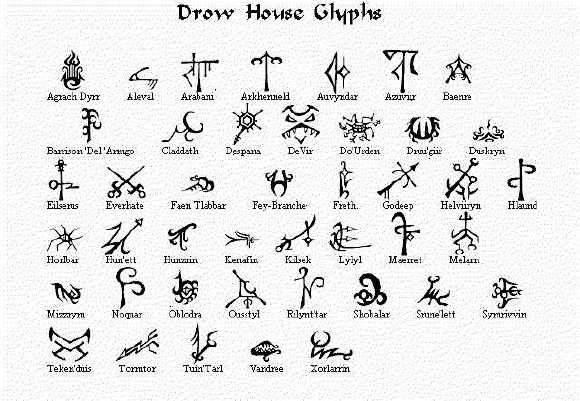 Drow House glyphs